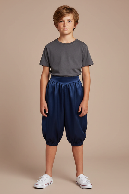 Pantalon Parachute Bleu Satiné Bouffant Enfant Élégant - Marine