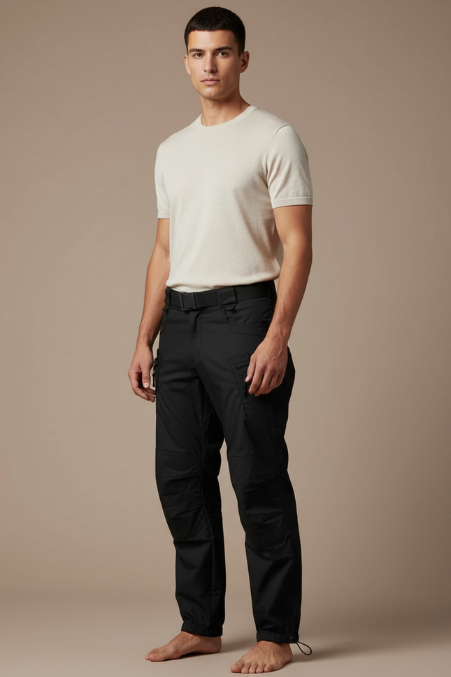 Pantalon Parachute Noir Cargo Technique Léger Homme - Polyester