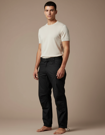 Pantalon Parachute Noir Cargo Technique Léger Homme - Polyester