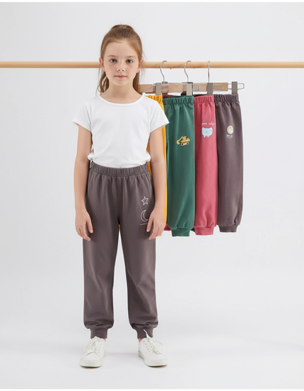 Pantalon Parachute Coton Ample Imprimé Enfant Sport - Marron Molleton