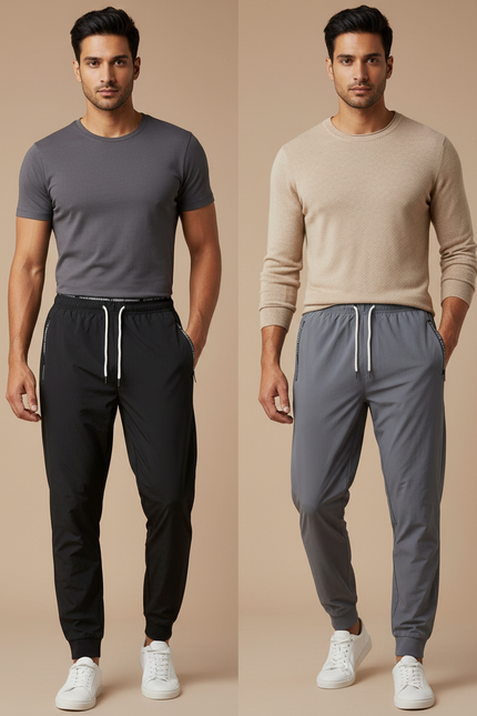 Pantalon Parachute Homme Jogger Nylon Cordon Décontracté - Noir Polyester