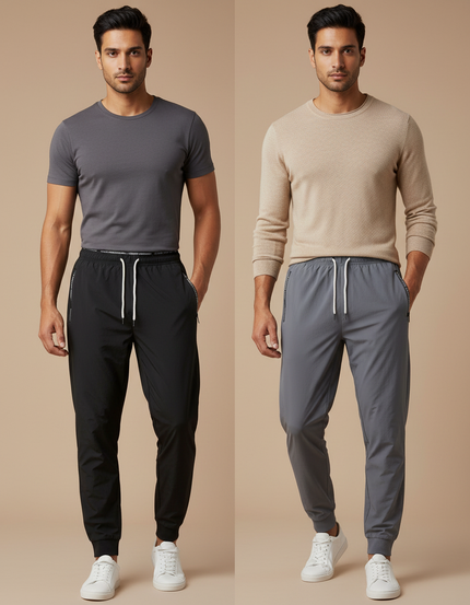 Pantalon Parachute Homme Jogger Nylon Cordon Décontracté - Noir Polyester