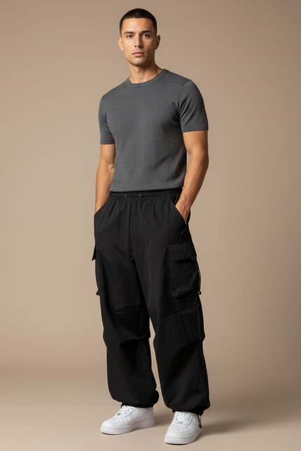 Pantalon Parachute Noir - Polyester