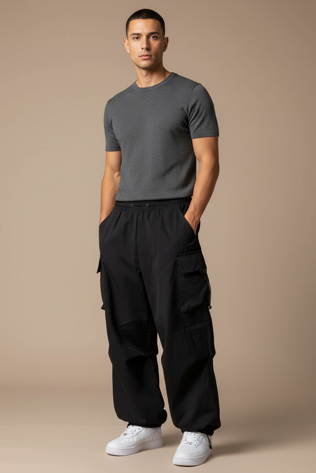 Pantalon Parachute Noir - Polyester