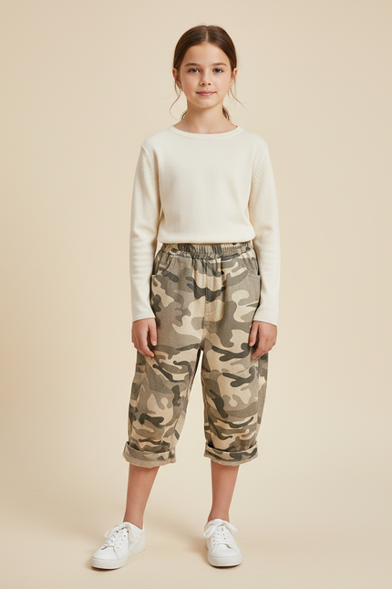 Pantalon Parachute Camouflage Ample Coton Fille Décontracté - Multicolore