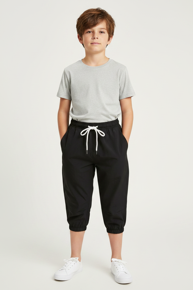 Pantalon Parachute Noir Cordon Décontracté Garçon - Polyester