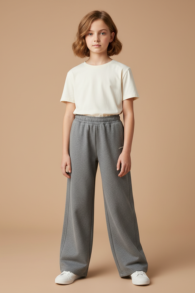 Pantalon Parachute Gris Ample Décontracté Confortable Enfant - Molleton