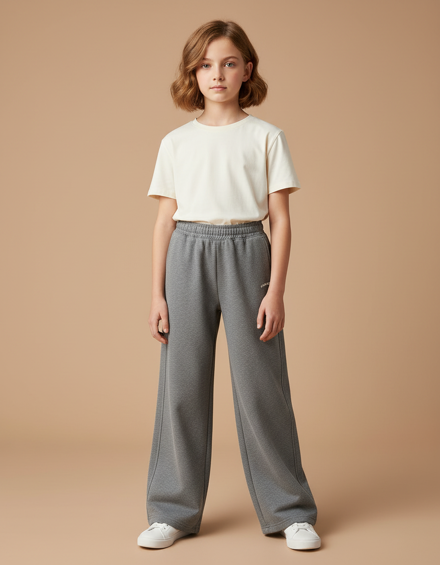Pantalon Parachute Gris Ample Décontracté Confortable Enfant - Molleton