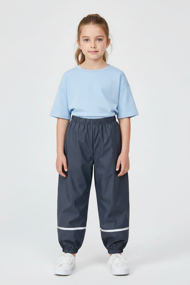 Pantalon Parachute Gris Imperméable Enfant Réfléchissant Élastiqué - Polyester