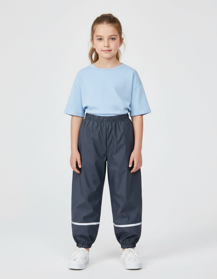 Pantalon Parachute Gris Imperméable Enfant Réfléchissant Élastiqué - Polyester