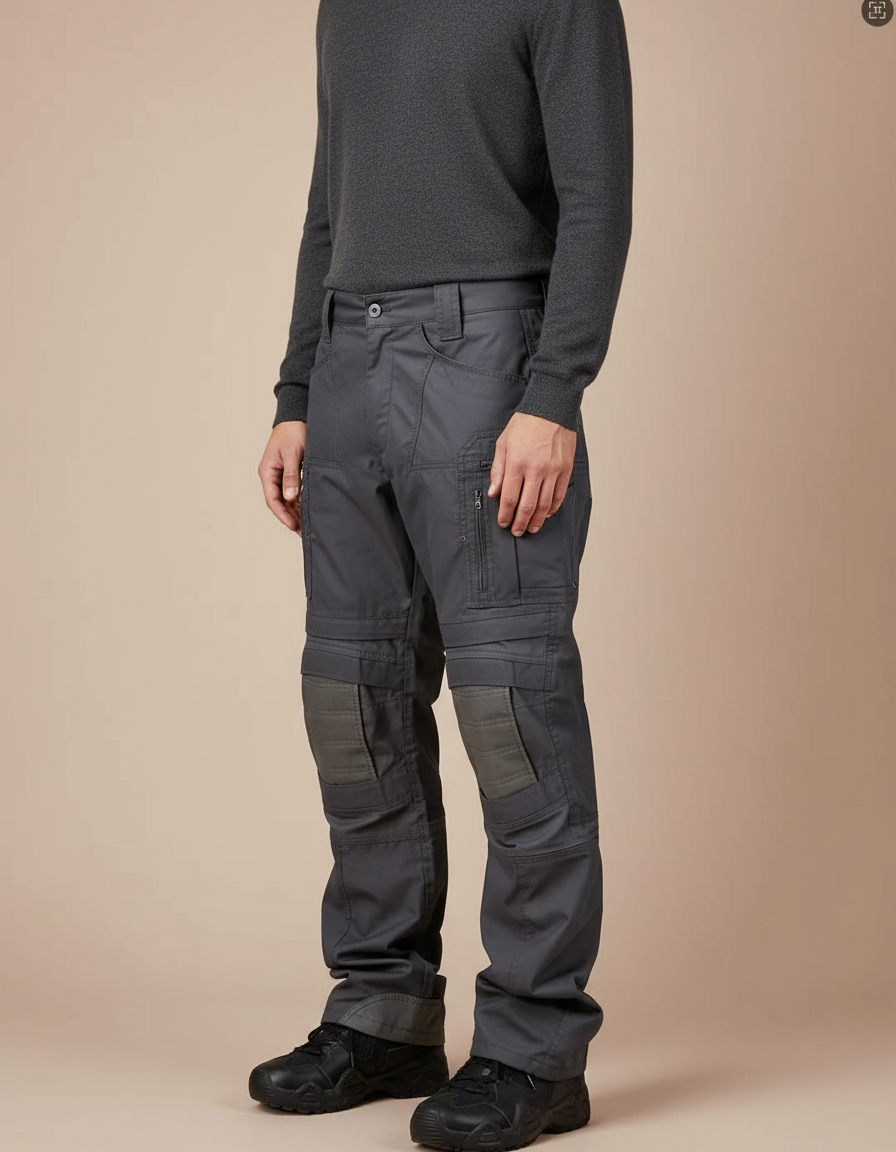 Pantalon Parachute Gris Tactique Cargo Homme Résistant - Toile