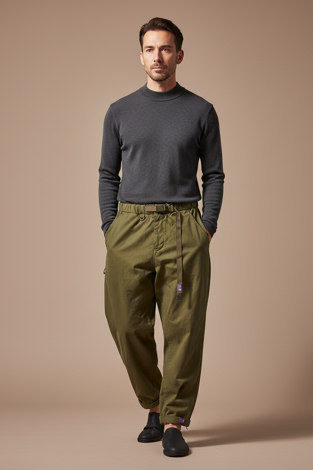 Pantalon Parachute Vert Armée Ample Coton Homme Décontracté - Kaki