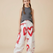 Pantalon Parachute Blanc Cœurs Rouges Ample Fille Graffiti - Molleton