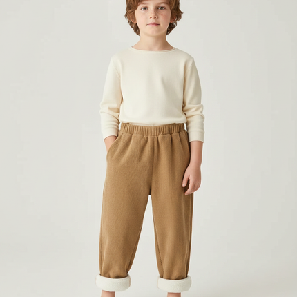 Pantalon Parachute Garçon Beige Large - Camel Cordé