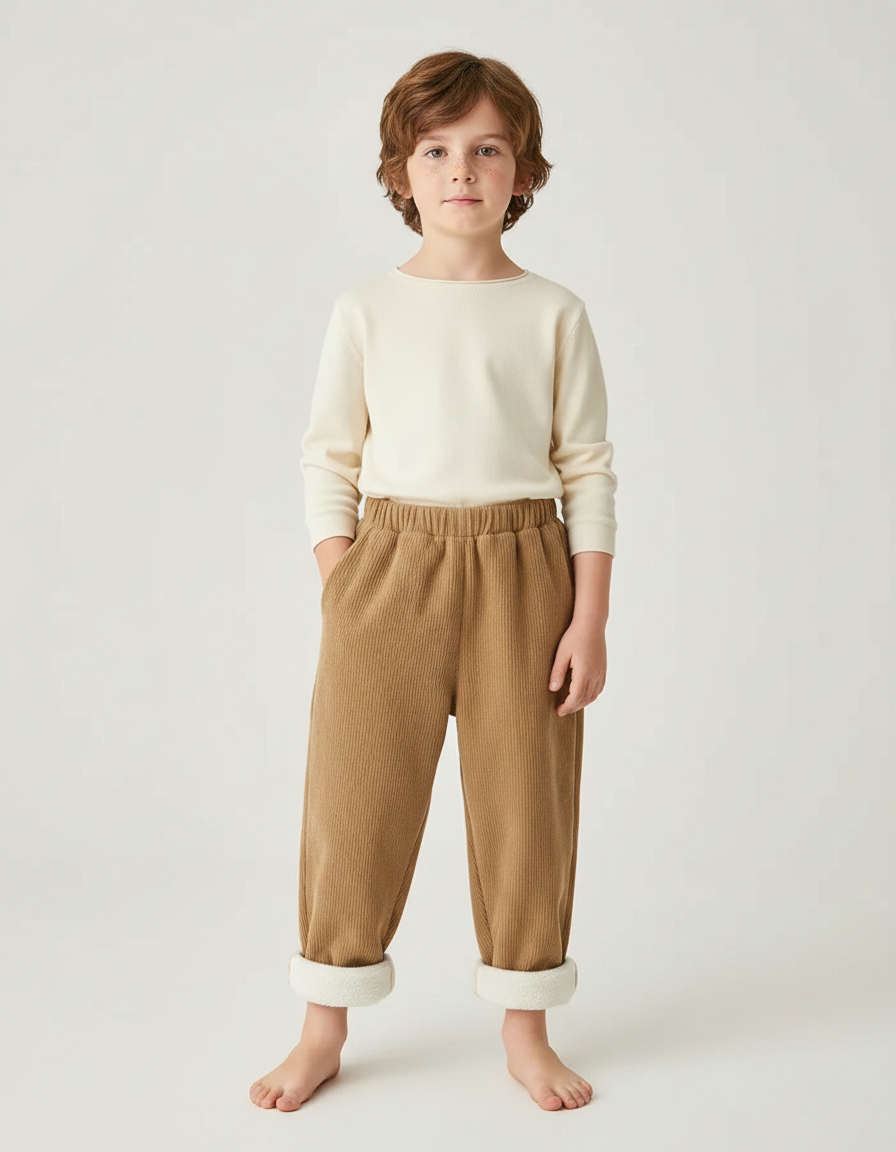 Pantalon Parachute Garçon Beige Large - Camel Cordé