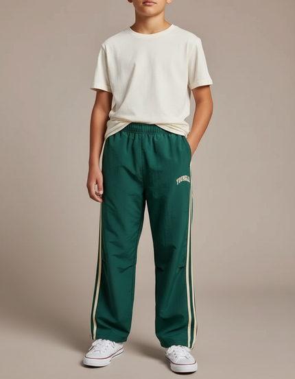 Pantalon Parachute Vert Ample Rayures Enfant Sport - Polyester