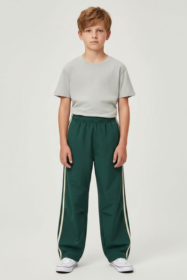 Pantalon Parachute Vert Ample Rayures Blanches Enfant - Polyester