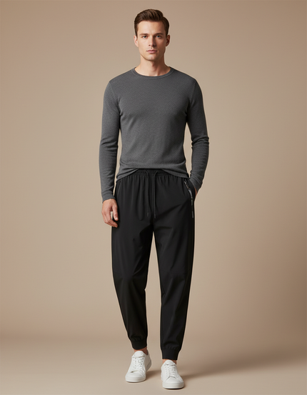 Pantalon Parachute Noir Fluide Sport Homme Élastique - Polyester
