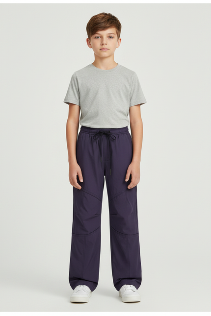 Pantalon Parachute Bleu Marine Ample Cordon Garçon - Polyester