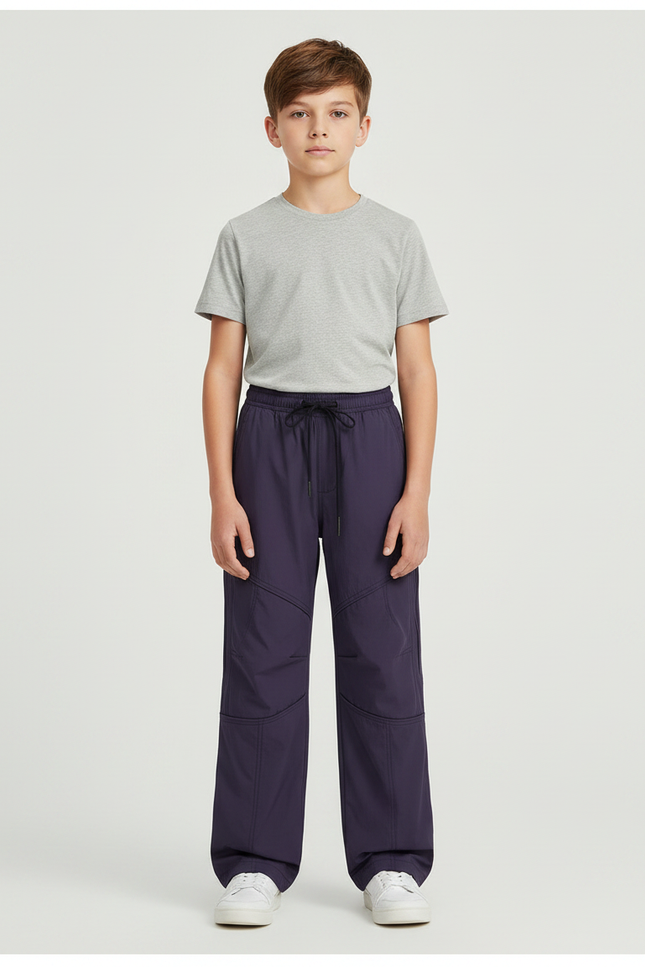Pantalon Parachute Bleu Marine Ample Cordon Garçon - Polyester