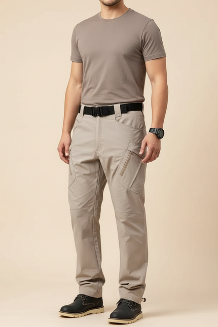 Pantalon Parachute Beige Cargo Tactique Ample Homme - Toile