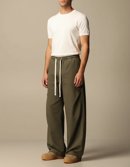 Pantalon Parachute Kaki Ample Coton Décontracté Cordon Homme