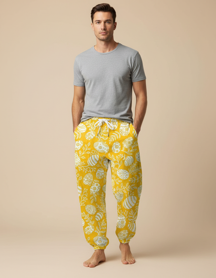 Pantalon Parachute Jaune Imprimé Pâques Décontracté Homme - Molleton