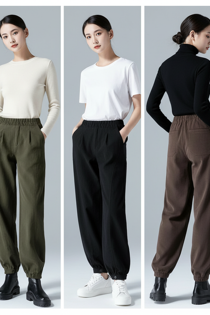 Pantalon Parachute Kaki Ample Décontracté Harem Femme - Cordé