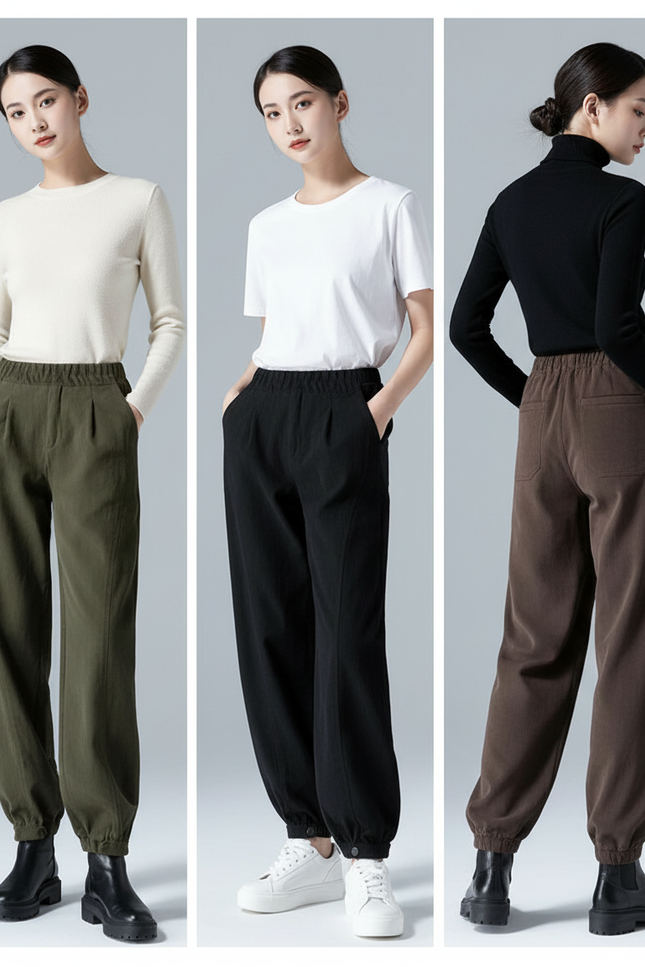 Pantalon Parachute Kaki Ample Décontracté Harem Femme - Cordé