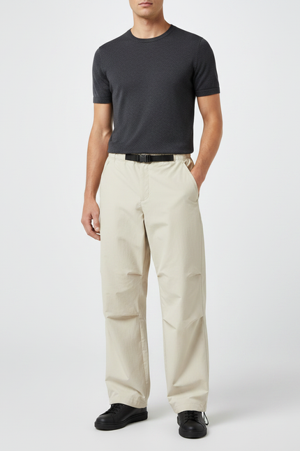 Pantalon Parachute Beige Ample Décontracté Léger Homme - Polyester