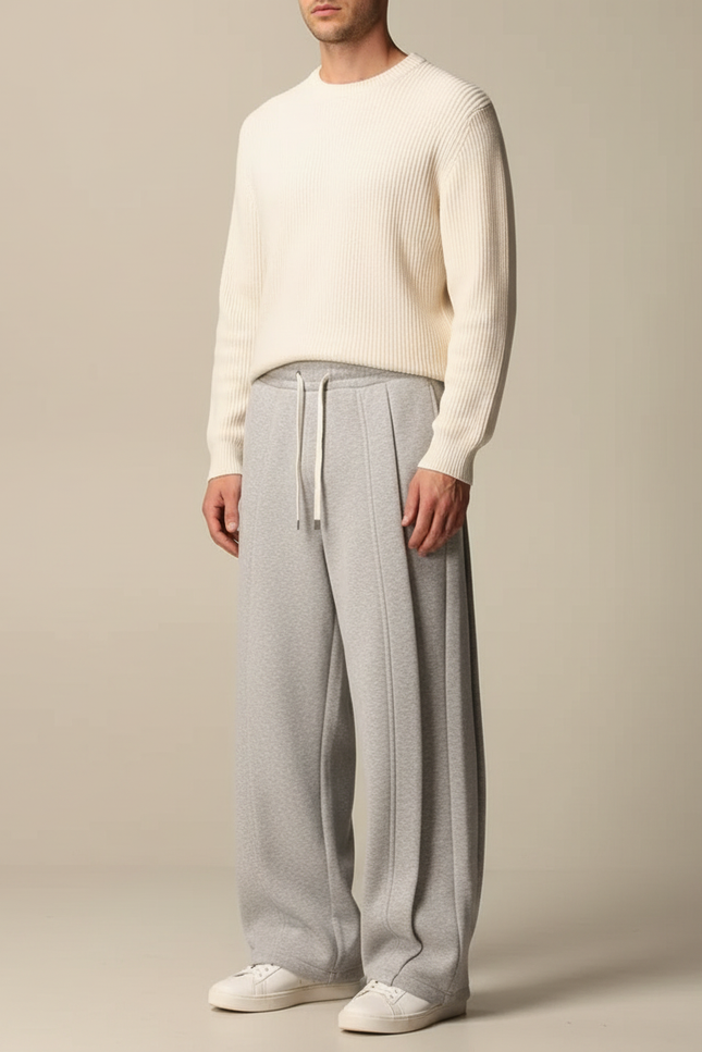 Pantalon Parachute Gris Ample Homme Décontracté Molleton