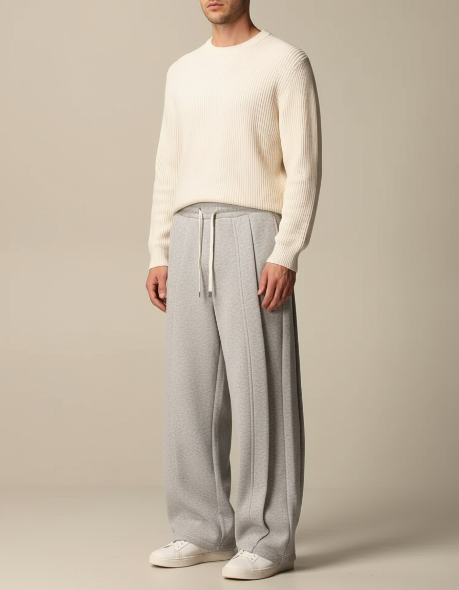 Pantalon Parachute Gris Ample Homme Décontracté Molleton