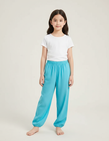 Pantalon Parachute Bleu Ciel Fluide Ample Coton Enfant - Viscose
