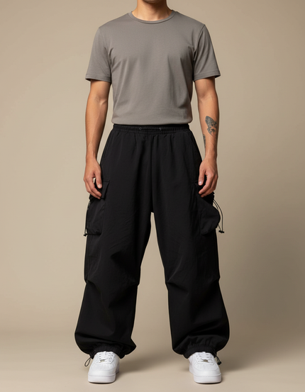 Pantalons Parachute - Noir Polyester