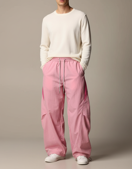 Pantalon Parachute Rose Ample Décontracté Sportif Homme - Polyester