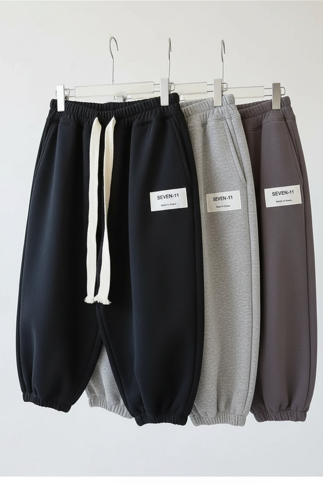 Pantalon Parachute Coton Ample Sportif Décontracté Enfant - Noir Molleton