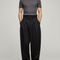 Pantalon Parachute Noir Plissé Ample Taille Haute Homme - Gabardine