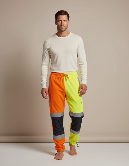 Pantalon Parachute Bicolore Réfléchissant Cargo Fluorescent Homme - Multicolore Polyester