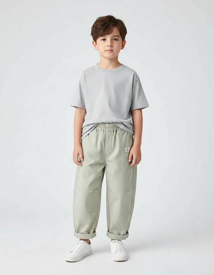 Pantalon Parachute Kaki Ample Coton Garçon Décontracté