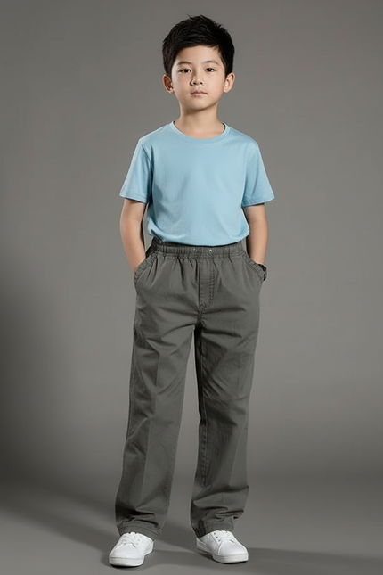 Pantalon Parachute Gris Coton Ample Confortable Enfant