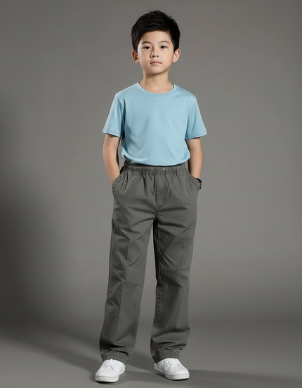 Pantalon Parachute Gris Coton Ample Confortable Enfant