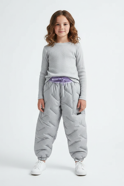Pantalon Parachute Gris Matelassé Enfant Confortable Hiver - Molleton