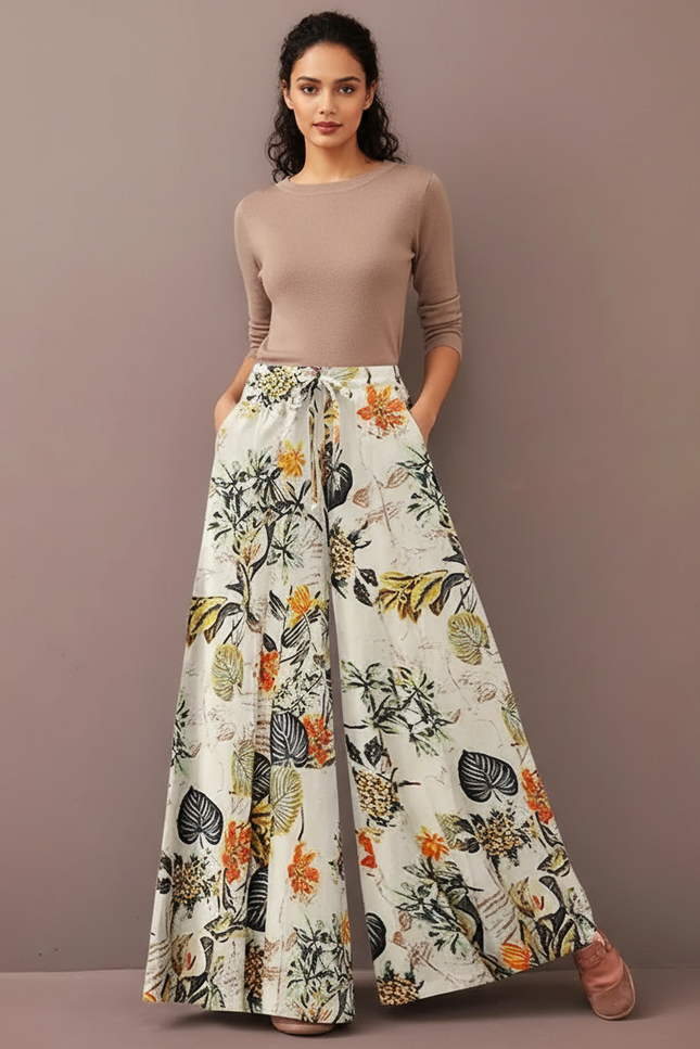 Pantalon Parachute Fluide Imprimé Floral Bohème Femme - Viscose