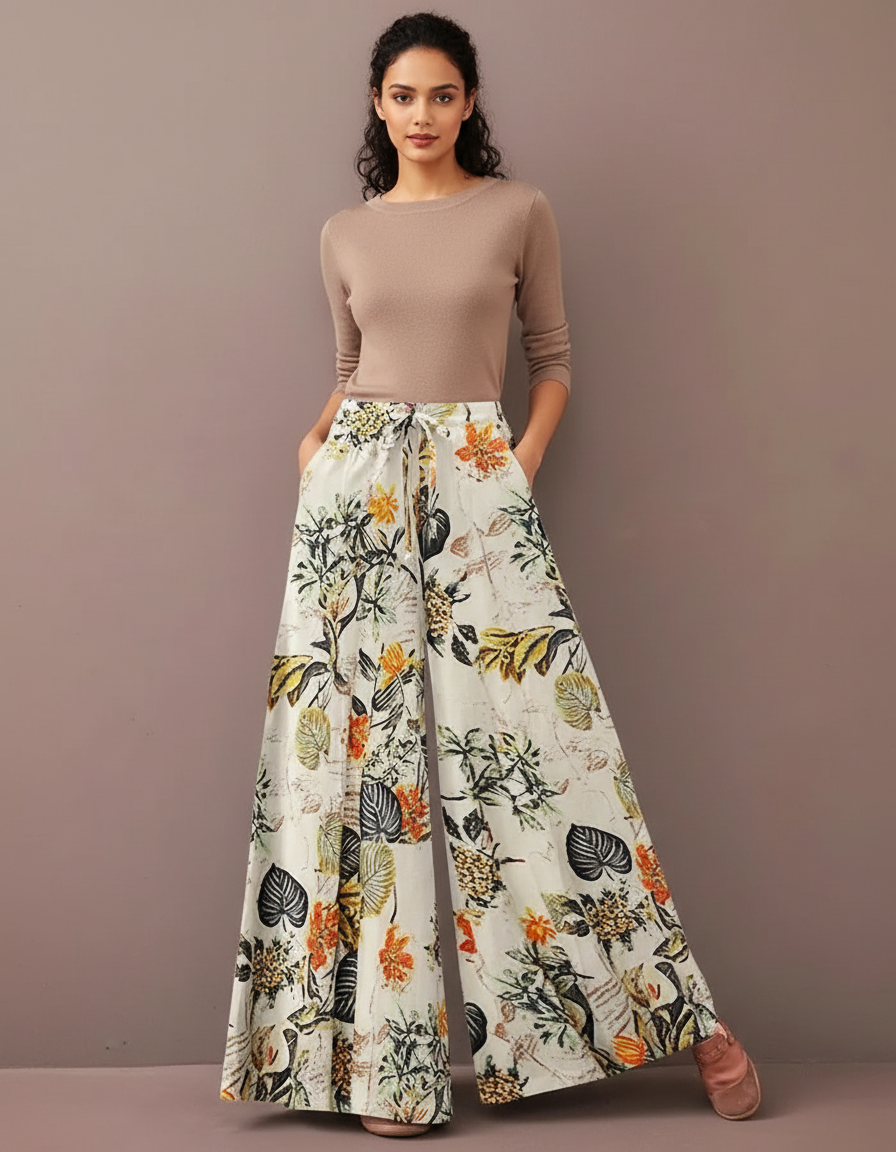 Pantalon Parachute Fluide Imprimé Floral Bohème Femme - Viscose