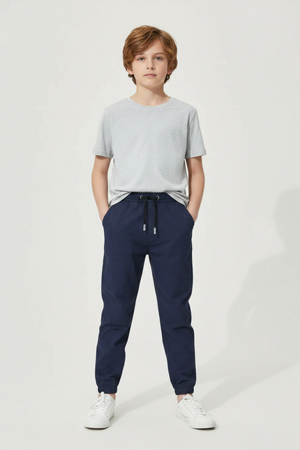 Pantalon Parachute Bleu Marine Cordon Décontracté Garçon - Polyester