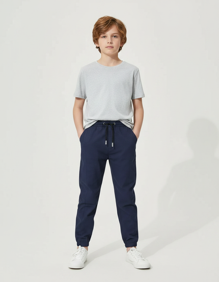Pantalon Parachute Bleu Marine Cordon Décontracté Garçon - Polyester