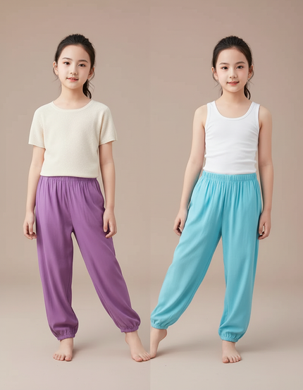 Pantalon Parachute Fluide Coton Ample Confortable Enfant - Violet Viscose