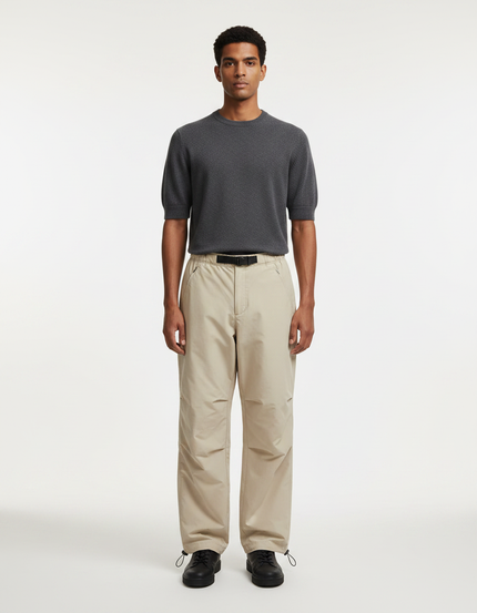 Pantalon Parachute Beige Ample Décontracté Homme Cordon - Polyester