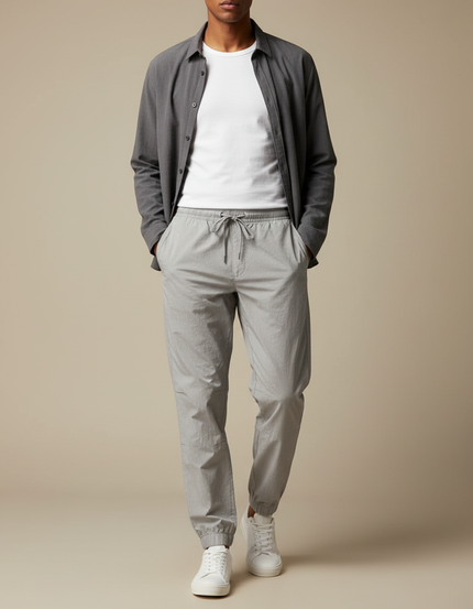 Pantalon Parachute Gris Décontracté Léger Cordon Homme - Polyester