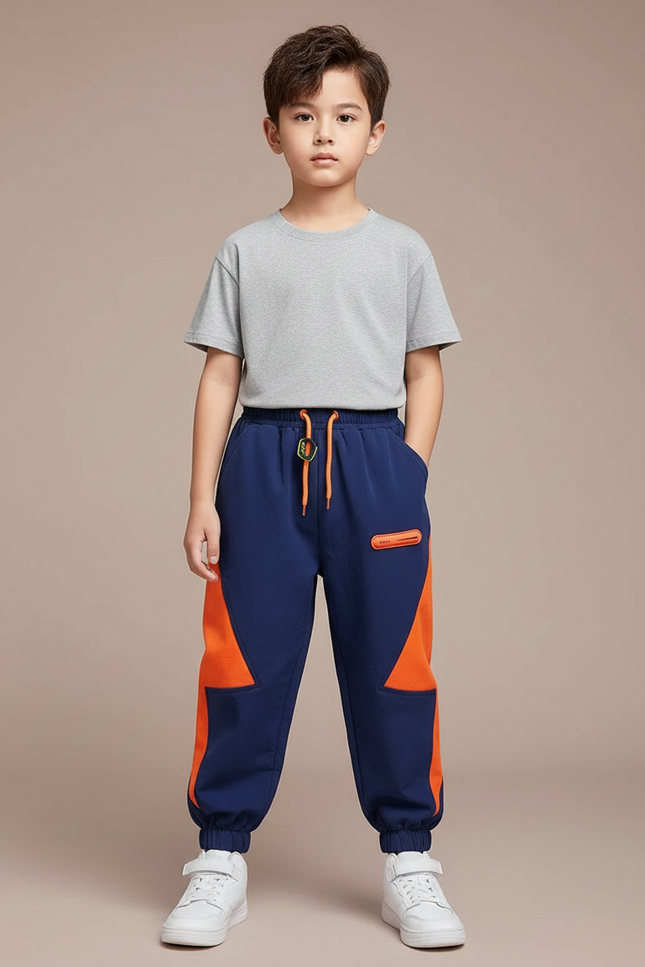 Pantalon Parachute Bicolore Ample Enfant Sportif Cordon - Multicolore Polyester